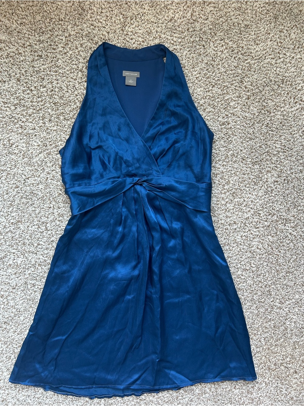 Ann Taylor Deep Blue Silk Mini Dress
